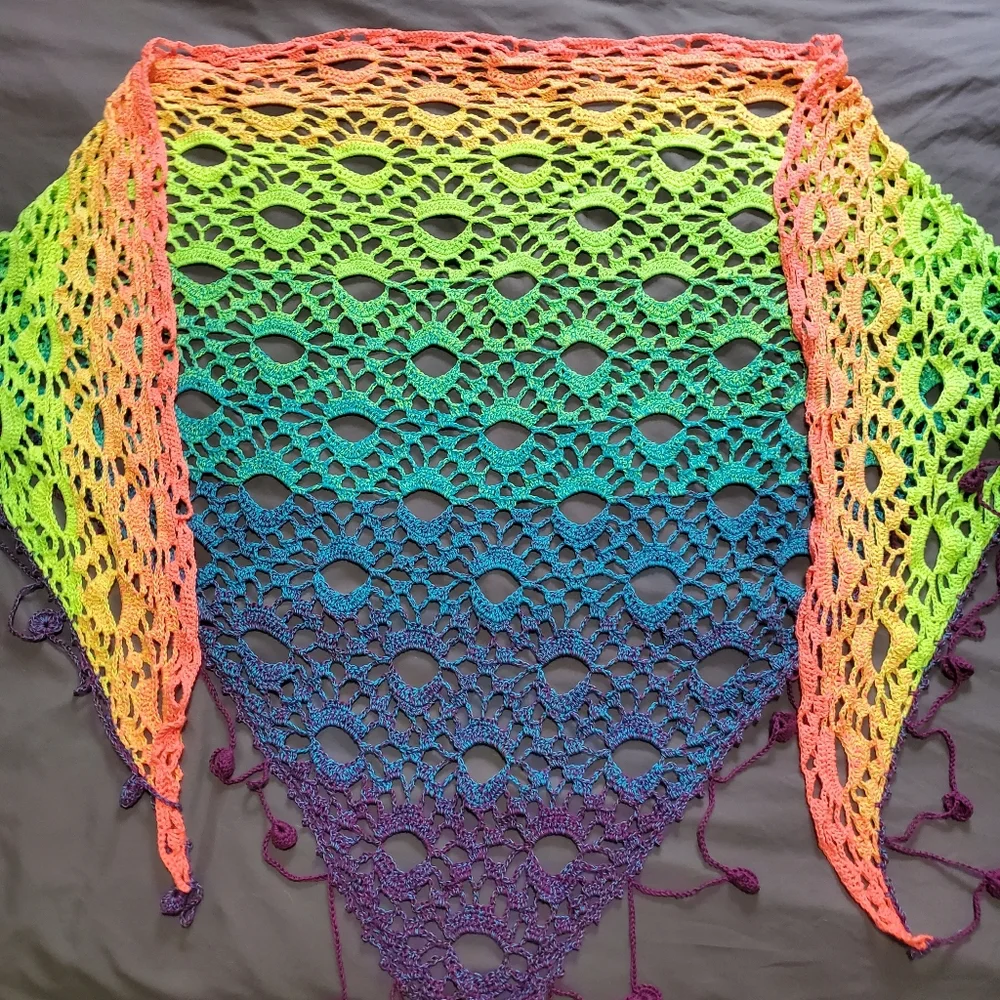 💖 New Handmade Crochet Shawl / Scarf / Pareo